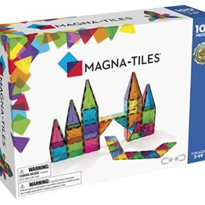 Magna-Tiles Magnetic Building Toys, Clear Colors Set, Multi Color (100 Pieces)