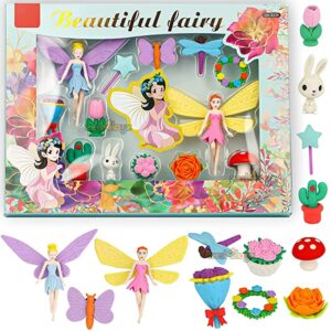 ToySiri Erasers for Kids Beautiful Fairy Theme Mini Erasers Toy Take Apart & Assemble Puzzle School Stationary Kit Return Gifts for Kids Assorted Color (Beautiful Fairy)