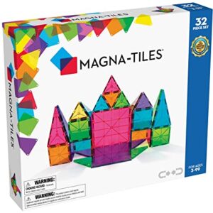 Magna Tiles Magnetic Building Toys, Clear Colors Set, Multi Color (32 Pieces)