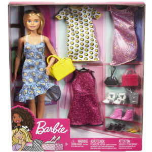 Barbie Barbie Doll with Clothes and Accessories for 4 Complete Outfits, Gift for 3 to 8 Year Olds
