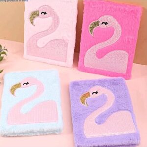 ToySiri Swan themed Sequin and Fur Notebook - A5 Size (Random Color)