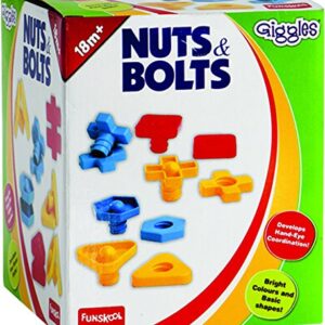 Funskool Giggles - Nuts and Bolts, Interlocking Educational Blocks, Shape & Colours, 18 Months & Above, Infant and Preschool Toys