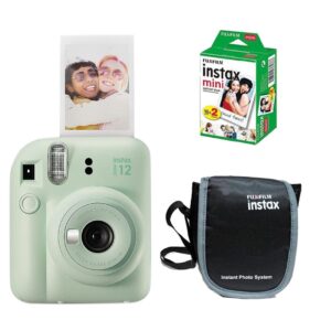 Fujifilm Instax Mini 12 Instant Camera + 20 Shots Films + Carrying Case (Mint Green, Mini 12)