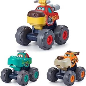ToySiri Toy Monster Cars/Trucks Pack of 3, Friction Powered Pull Back Toddler Trucks for Age 1 2 3,Push and Go Monster Truck Birthday Gifts for 1 Year Old…