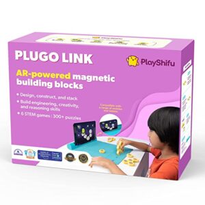 Shifu Plugo Link - Construction Kit with Puzzles, Augmented Reality Stem Toy | Fun Magnetic Building Blocks | Educational Engineering, Ages 5-10 Year Old Boys & Girls (App Based)