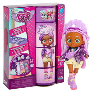 Cry Babies BFF Phoebe Fashion Doll with 9+ Surprises Including Outfit and Accessories for Fashion Toy, Girls and Boys Ages 4 and Up, 7.8 Inch Doll