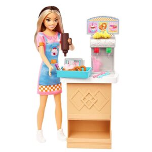 Barbie Toys, Skipper™ Doll and Snack Bar Playset with Counter, Color-Change Sundae and 8 Additional Accessories, First Jobs
