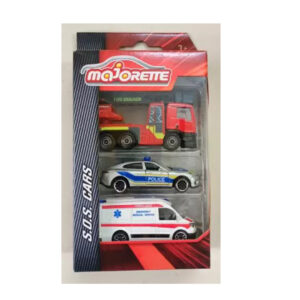 Majorette Fire Brigade , Police and Ambulance S.O.S 3 Pieces Car Set  (Multicolor)