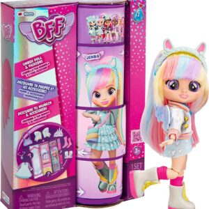 Cry Babies BFF Jenna Fashion Doll with 9+ Surprises Including Outfit and Accessories for Fashion Toy, Girls and Boys Ages 4 and Up, 7.8 Inch Doll