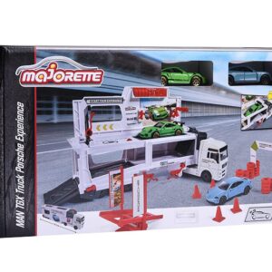 Majorette Man Tgx Truck Porsche Experience Fold-Out Racing Transporter, 27 Cm Long, Includes Porsche Taycan Turbo S And Porsche 911 Gt3 Rs For Children Aged 3 And Above Girls, Boys, Kids, Multi color