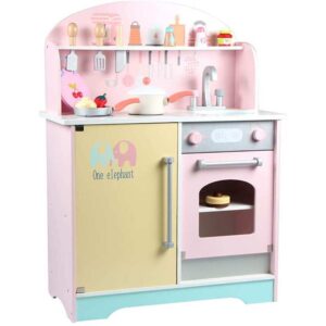 Breatoi Pink & Yellow Wooden Kitchen playset