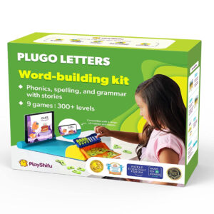 PlayShifu Educational Word Game - Plugo Letters (Kit + App with 9 Learning Games) STEM Toy Gifts for Kids Age 4 5 6 7 8 | Phonics, Spellings & Grammar | 48 Alphabet Tiles (Works with tabs / mobiles)