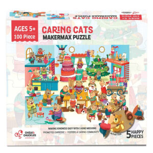 Chalk and Chuckles Makermax Cat 100 Piece Jigsaw Puzzle for Kids Ages 5-10 Years Kindness Activity  (Multicolor)
