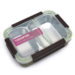 Breatoi Stainless Steel Lunch Box Insulated 2 Food Compartment for School or Office Leak Proof Air Tight Containers BPA Free Assorted Colours - 1 Piece