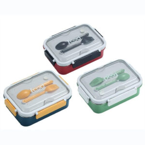 Breatoi Compartment Leak Proof Insulated Stainless Lunch Box | Bento Lunch Box | Food Container for Kids & Adults - Colour Many Vary (Pack of 1)