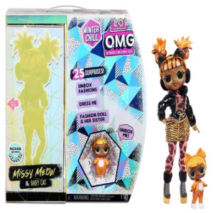 LOL Surprise O.M.G. Winter Chill Missy Meow Fashion Doll & Baby Cat Doll with 25 Surprises