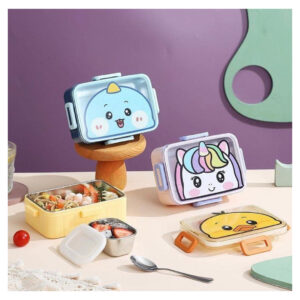 Breatoi Lunch Boxes for Kids - 600 ML Lunch Box for Kids Childrens with Spoon - Durable Perfect Size for On-The-Go Meal, BPA-Free and Food-Safe Materials