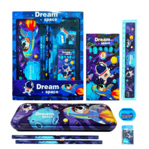 Pencil Box for Kids - 7 Pcs Stationary Set | Compass Box | Return Gifts | Pencil Eraser Sharpener Combo Pack | Themed Box | Stationary Set Return Gifts