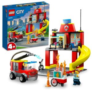 LEGO City Fire Station and Fire Engine 60375 Building Toy Set (153 Pieces)