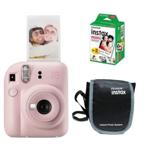 Fujifilm Instax Mini 12 Instant Camera + 20 Shots Films + Carrying Case (Blossom Pink, Mini 12)