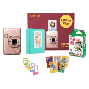 Fujifilm Instax Mini Liplay Plus Camera ( Blush Gold )with Liplay Camera 1U + Films Photo Album 1 + 10 Glosy Films Shot + Instax Films Frame 5 + Fridge Magnet 5! Giftable