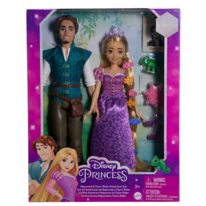 Disney Princess Toys, Rapunzel and Flynn Rider Dolls with Pascal Figure and 9 Hair-Styling Pieces, Inspired by The Movie