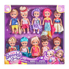 Sparkle Girlz Doll Set - 10 Pieces (Friends Collection)