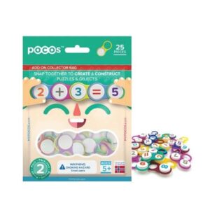 Pocos Combination Pack 25-Piece Snap Together to Create & Construct Puzzles & Objects to Add On Collector Bag Playset