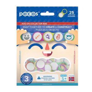 Pocos Combination Pack 25-Piece Snap Together to Create; Construct Puzzles & Objects to Add On Collector Bag Playset