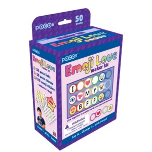 POCOS Emoji Maker kit - Build & Create Toy Necklaces - Jewelry - Key Chains - Ring Snap Together To Form Objects - Emoji Love Jewelry Maker Kit - Educational Game Enhances Creativity - 50 POCOS Plus 210 Emoji Sticker