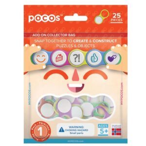 Pocos Combination Pack 25-Piece Snap Together to Create & Construct Puzzles & Objects to Add On Collector Bag Playset