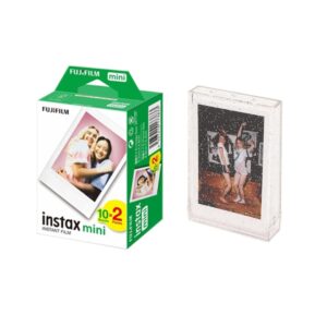 Fujifilm Instax Instant Camera Accessories : 20 Mini Film Shots + Photo Storage Box - Clay White