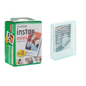 Fujifilm Instax Instant Camera Accessories : 20 Mini Film Shots + Photo Storage Box - Mint Green