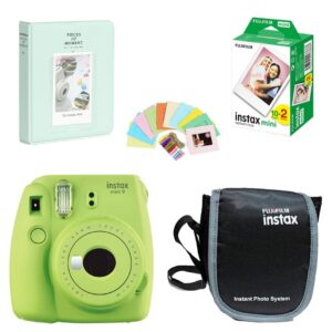 Fujifilm Instax Mini 9 Instant Camera + 20 Shots Films + Instax Photo Album + Photo Bunting + Carrying Case (Mini 9, Lime Green)