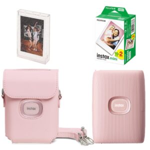 Fujifilm Instax Mini Link 2 Smartphone Printer + 20 Shot Films + 1x Instax Printer Protective PU Leather Case + 1x Instax Photo Storage Box (Mini Link 2, Pink)
