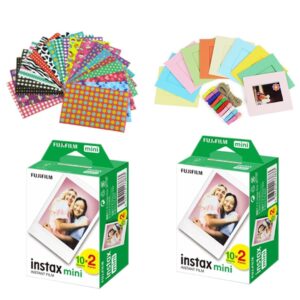 Fujifilm Instax Instant Camera Accessories : 40 Instax Mini Film Shots + Paper Photo Frame Sticker + Photo Bunting