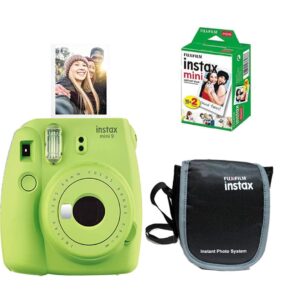 Fujifilm Instax Mini 9 Instant Camera + 20 Shots Films + Carrying Case (Lime Green, Mini 9)