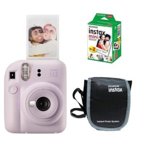 Fujifilm Instax Mini 12 Instant Camera + 20 Shots Films + Carrying Case (Lilac Purple, Mini 12)