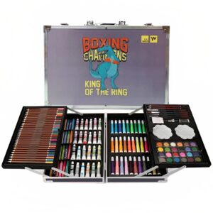 Dinosoures Print Dark Gray Color Kids Art Drawing Set Art and Craft Supplies Drawing and Painting Set Great Birthday Gift for Boys Girls Children (145 Pcs Art Set)