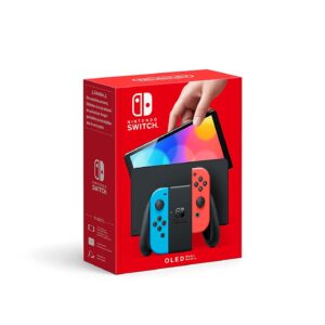 Nintendo Switch OLED model With Neon Red Neon Blue Joy-Con
