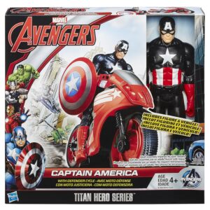 Marvel Avengers Titan Hero Series Captain America Action Figure with Defender Cycle Vehicle
